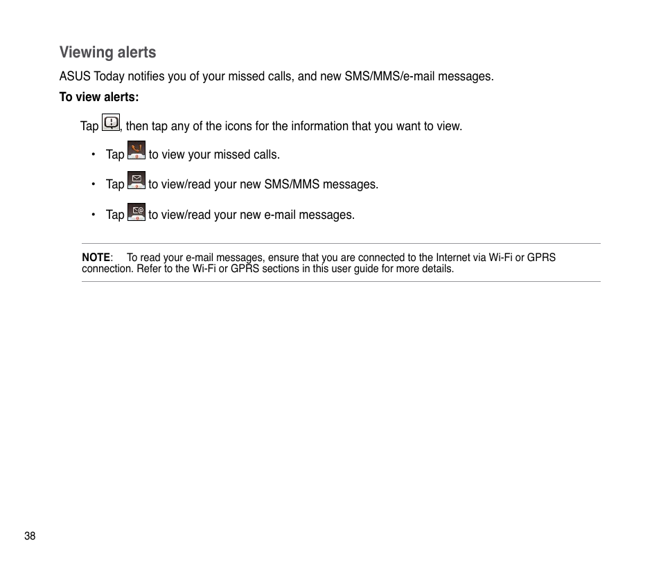 Viewing alerts | Asus P835 User Manual | Page 38 / 201