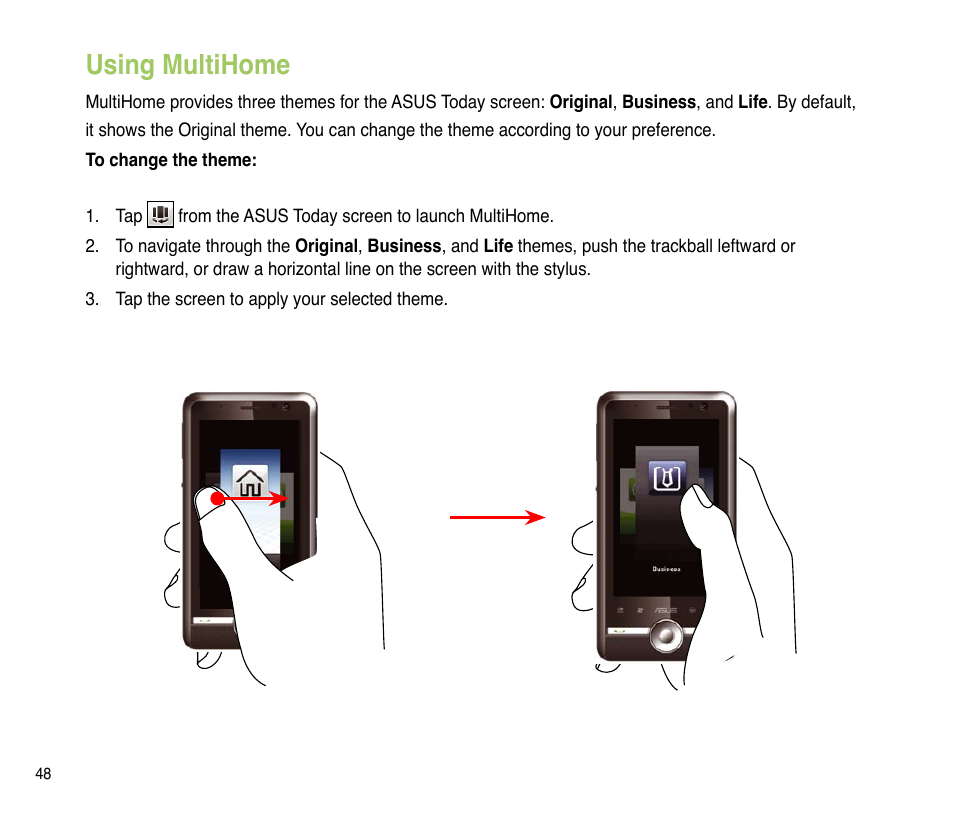 Using multihome | Asus P835 User Manual | Page 48 / 201