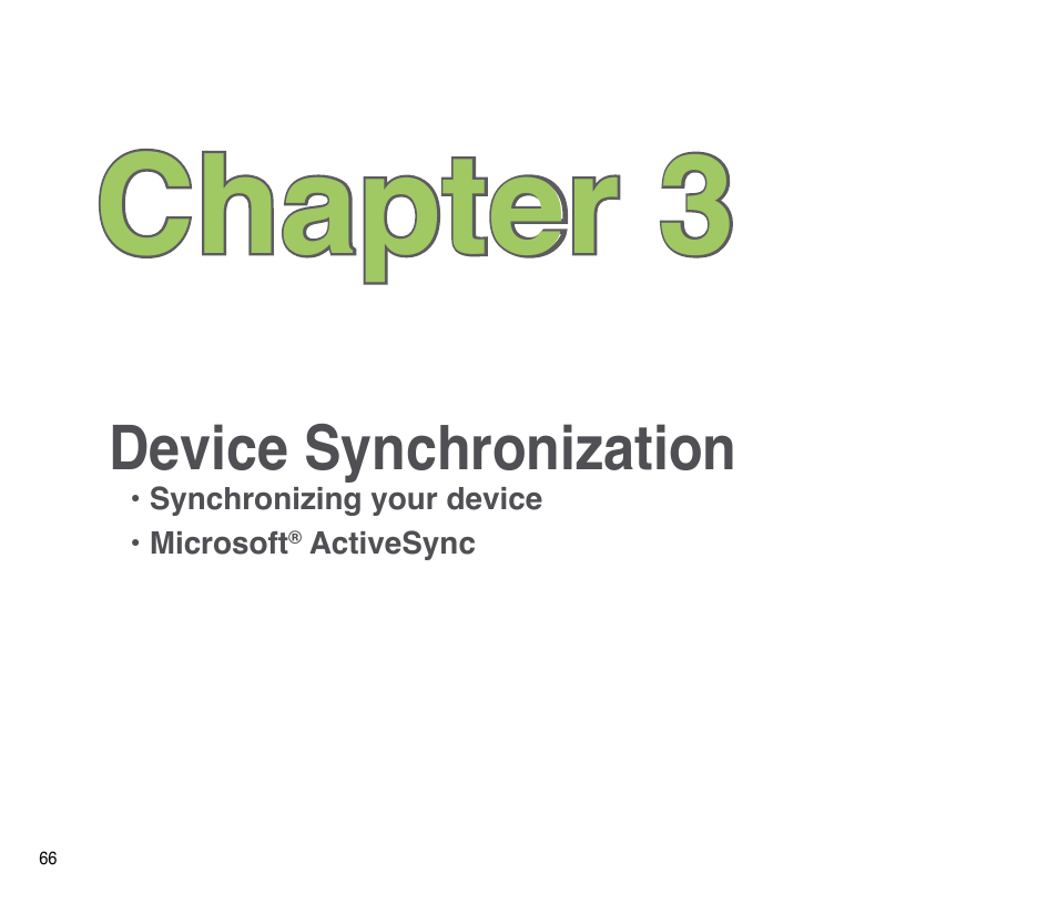 Chapter 3: device synchronization, Chapter 3 | Asus P835 User Manual | Page 66 / 201