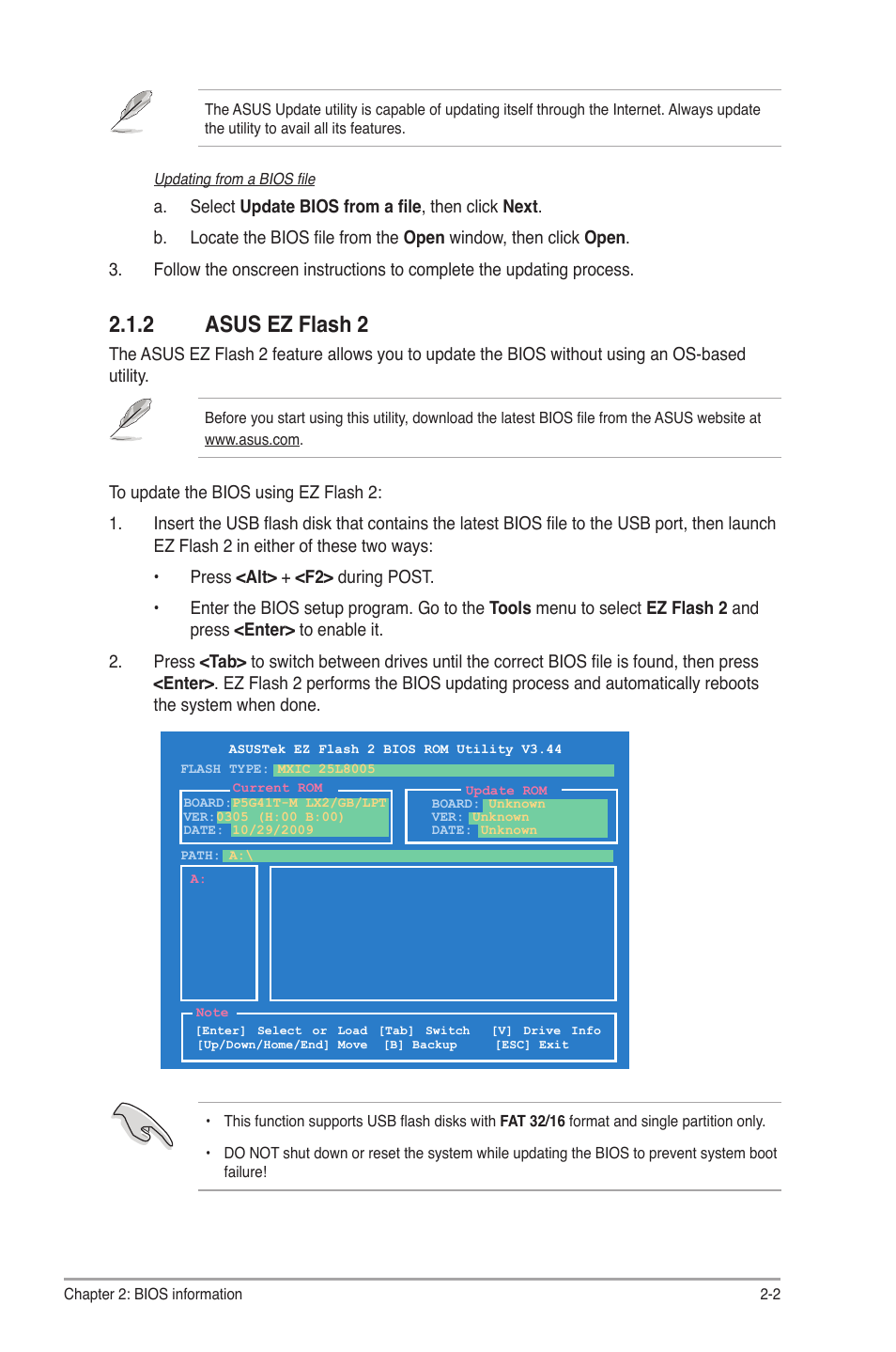 2 asus ez flash 2, Asus ez flash 2 -2 | Asus P5G41T-M LX2 User Manual | Page 27 / 40