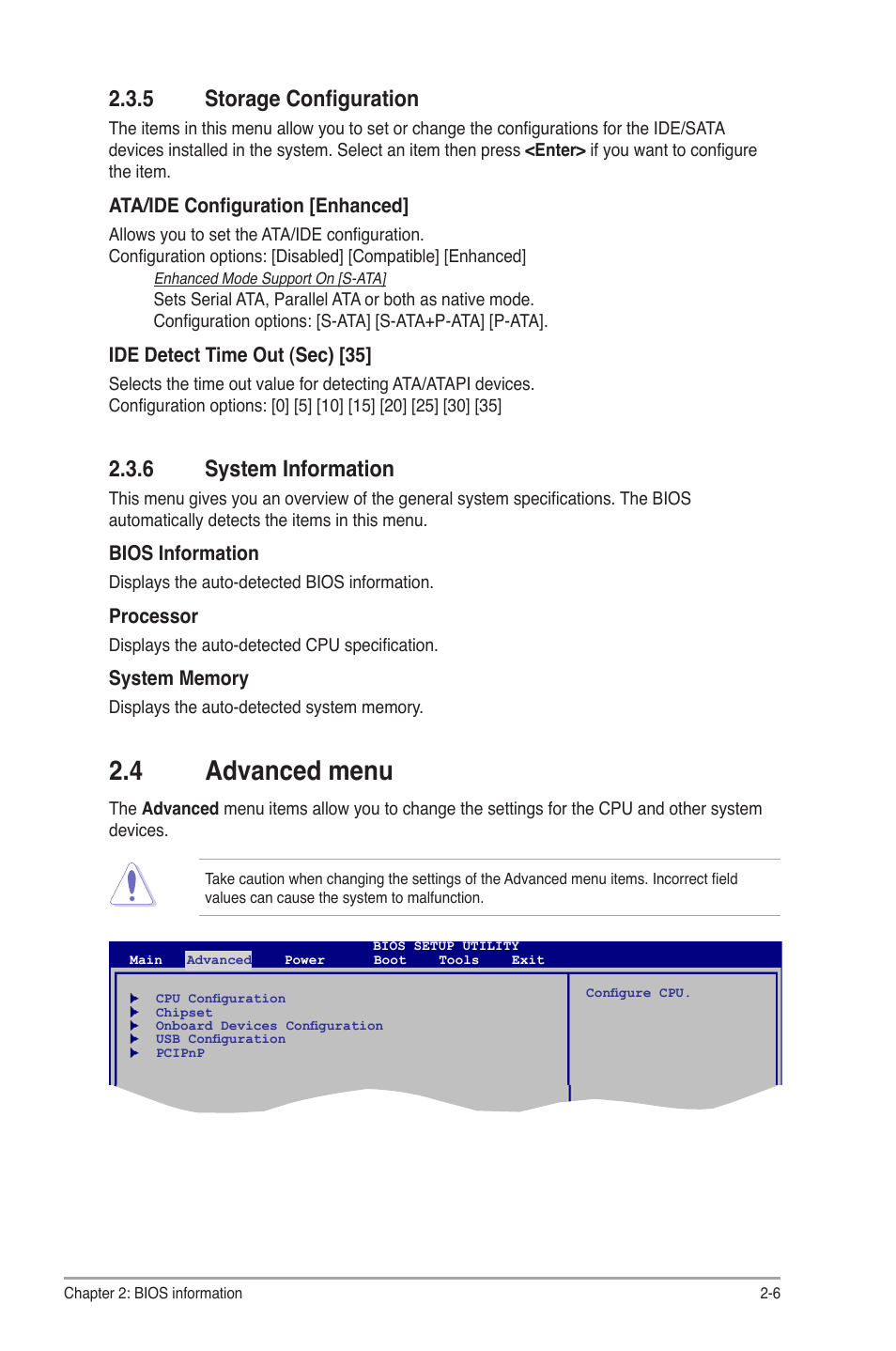 5 storage configuration, 6 system information, 4 advanced menu | Storage configuration -6, System information -6, Advanced menu -6 | Asus P5G41T-M LX2 User Manual | Page 31 / 40