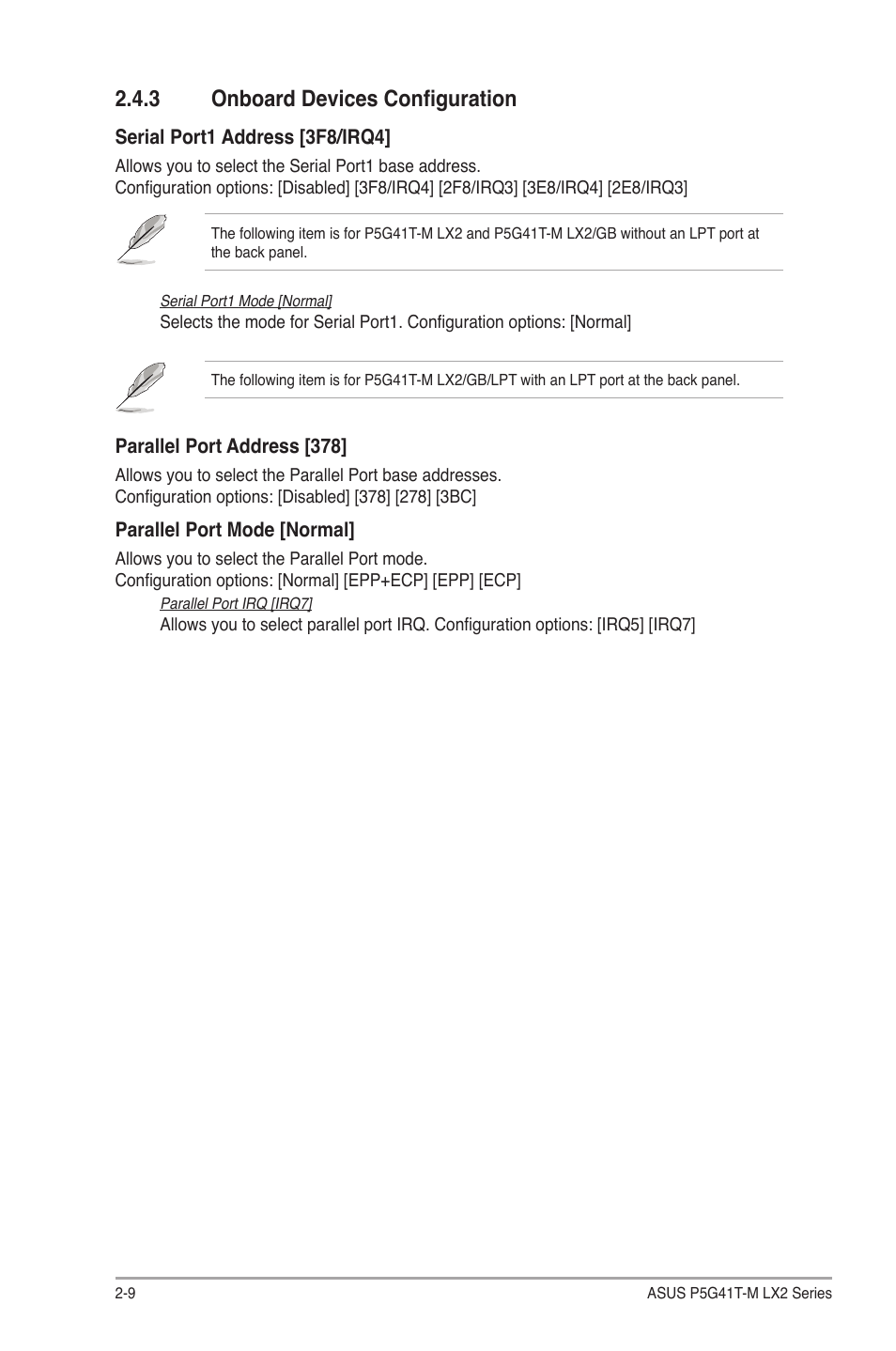 3 onboard devices configuration, Onboard devices configuration -9 | Asus P5G41T-M LX2 User Manual | Page 34 / 40