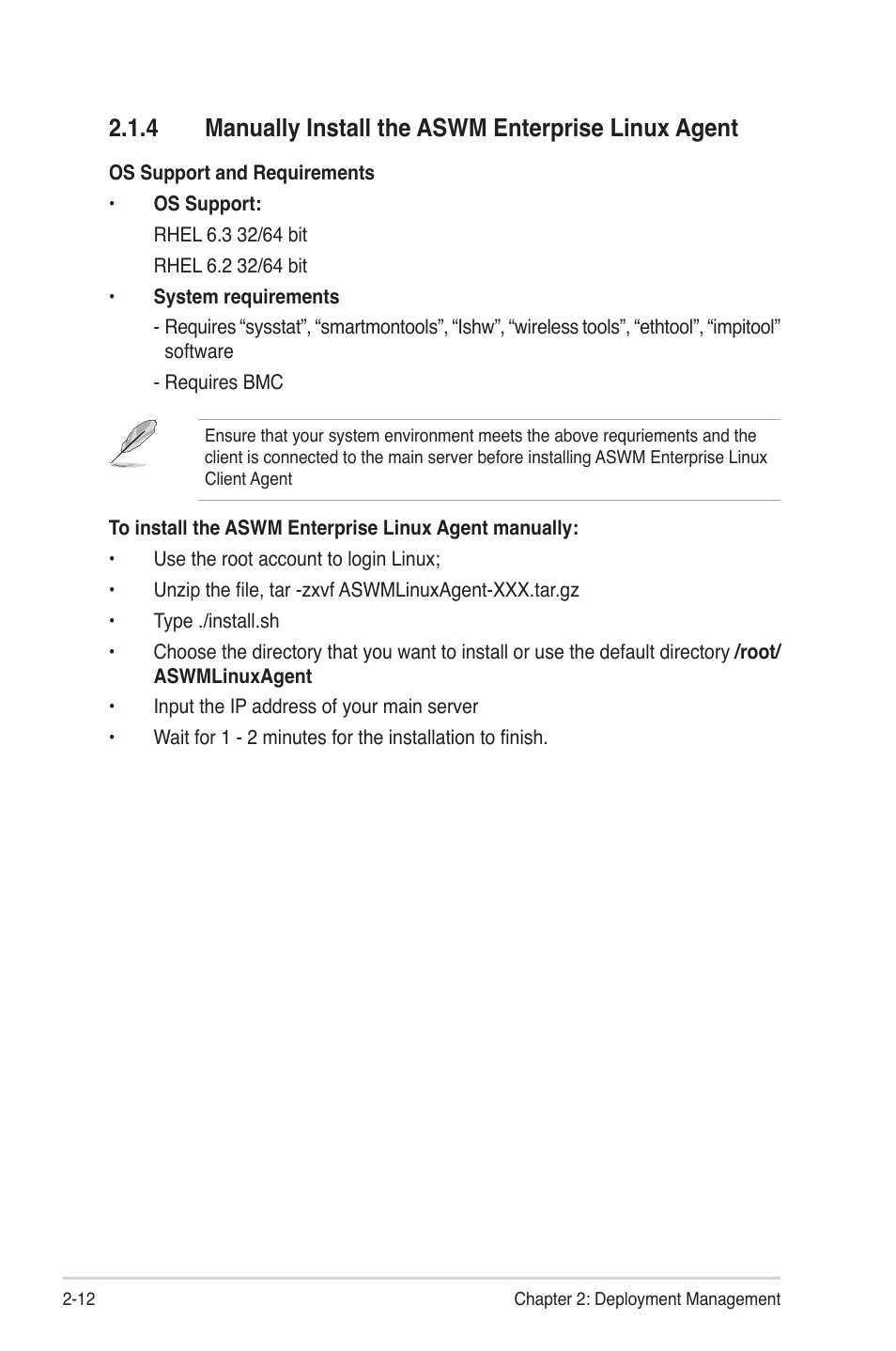 4 manually install the aswm enterprise linux agent | Asus ASWM Enterprise System Web-based Management User Manual | Page 30 / 94