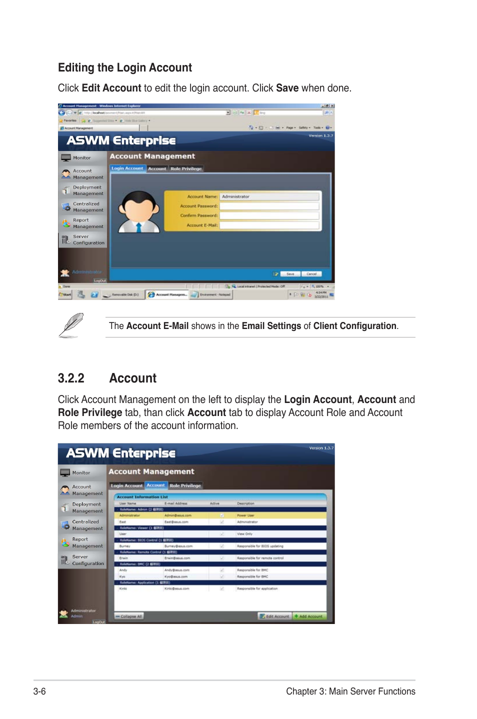 2 account, Account -6 | Asus ASWM Enterprise System Web-based Management User Manual | Page 42 / 94