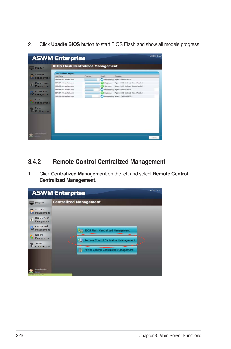 2 remote control centralized management, 2 remote control centralized management -10 | Asus ASWM Enterprise System Web-based Management User Manual | Page 46 / 94