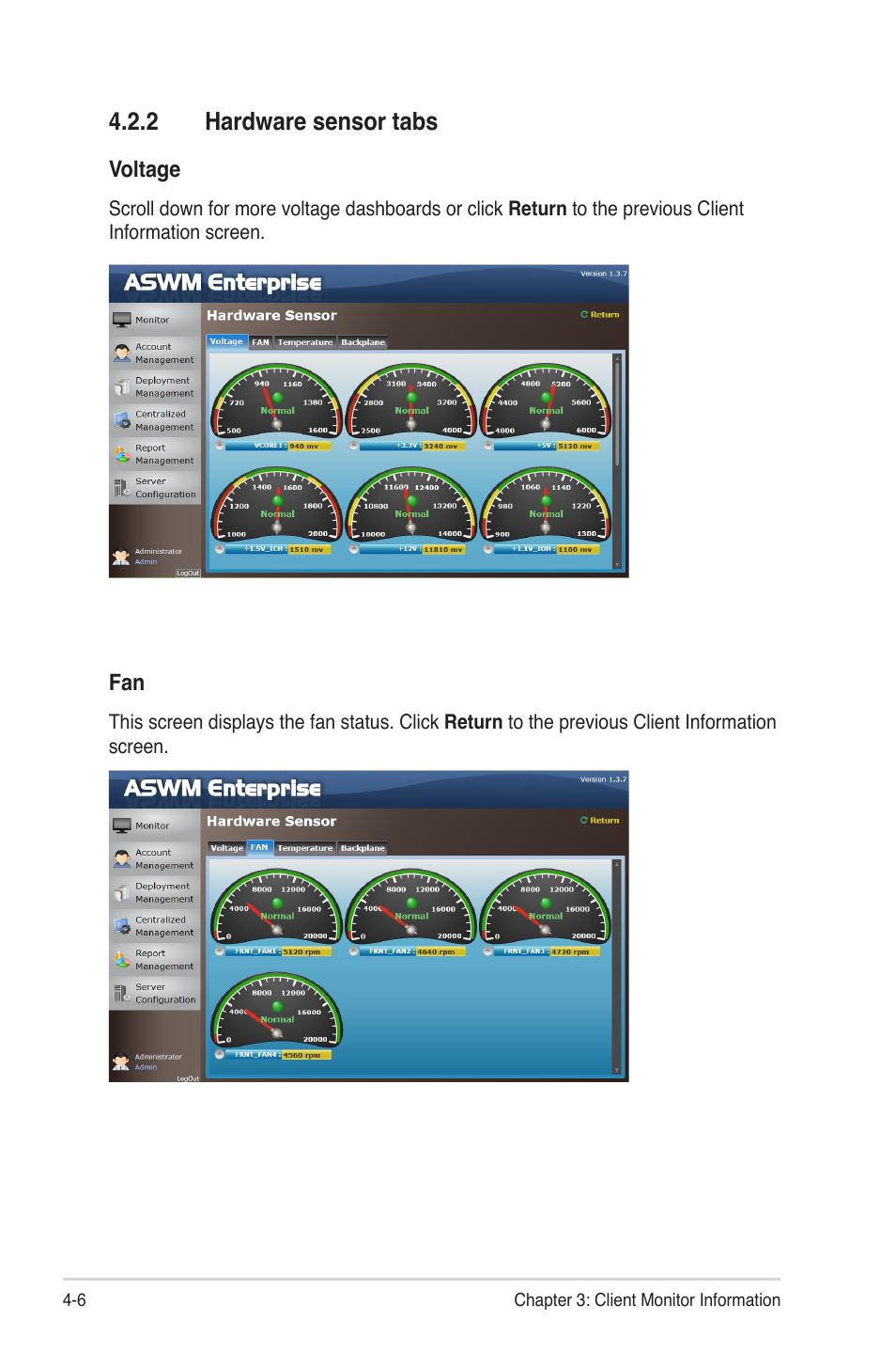 2 hardware sensor tabs, Hardware sensor tabs -6 | Asus ASWM Enterprise System Web-based Management User Manual | Page 60 / 94