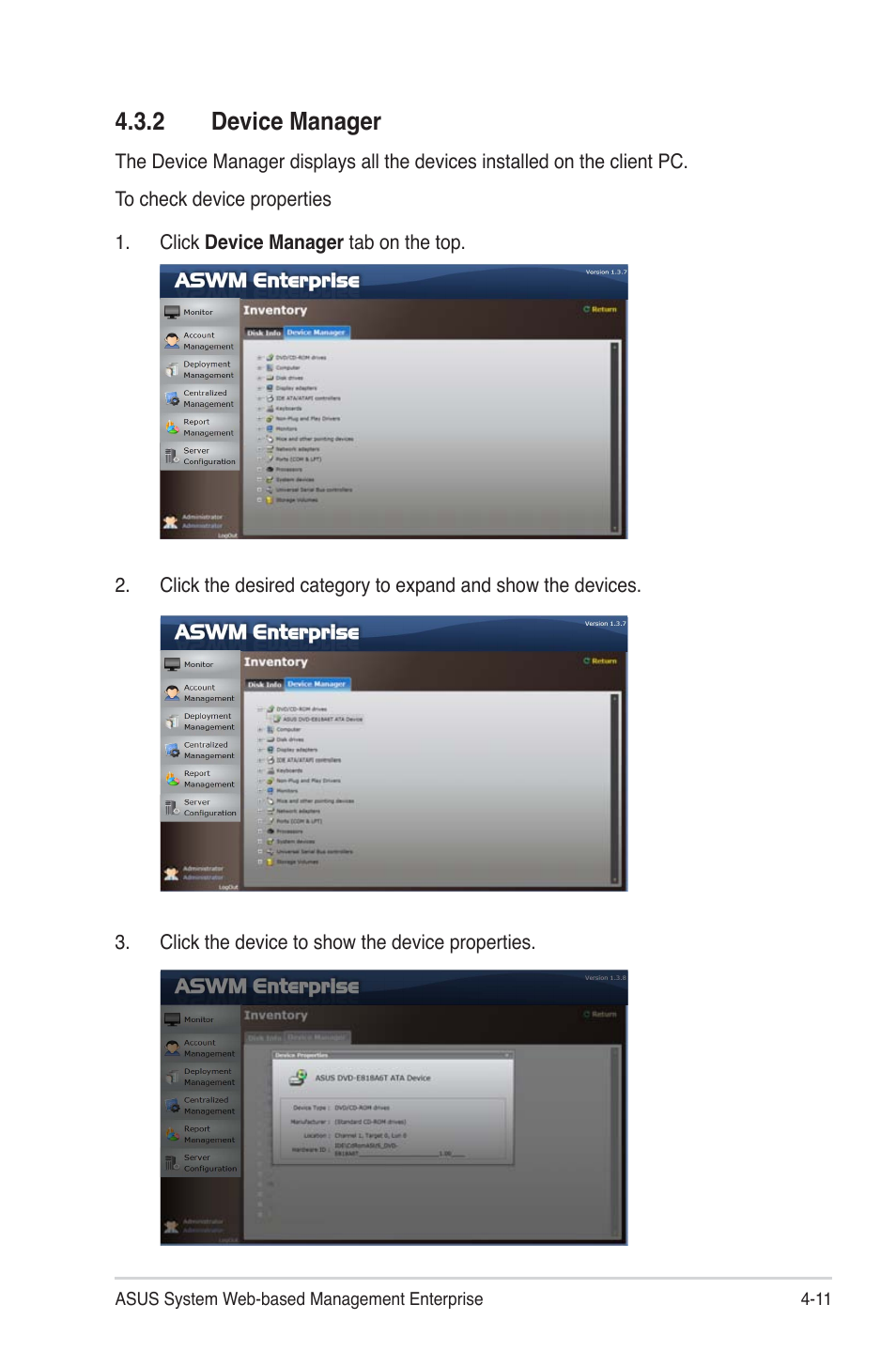 2 device manager, Device manager -11 | Asus ASWM Enterprise System Web-based Management User Manual | Page 65 / 94