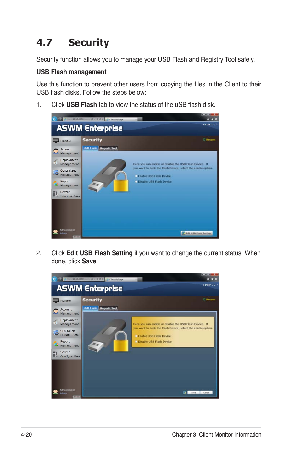 7 security, Security -20 | Asus ASWM Enterprise System Web-based Management User Manual | Page 74 / 94