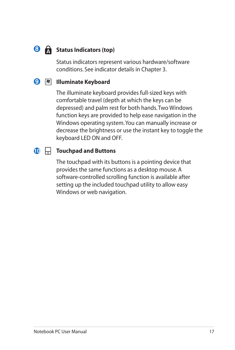 Asus G73Jw User Manual | Page 17 / 118