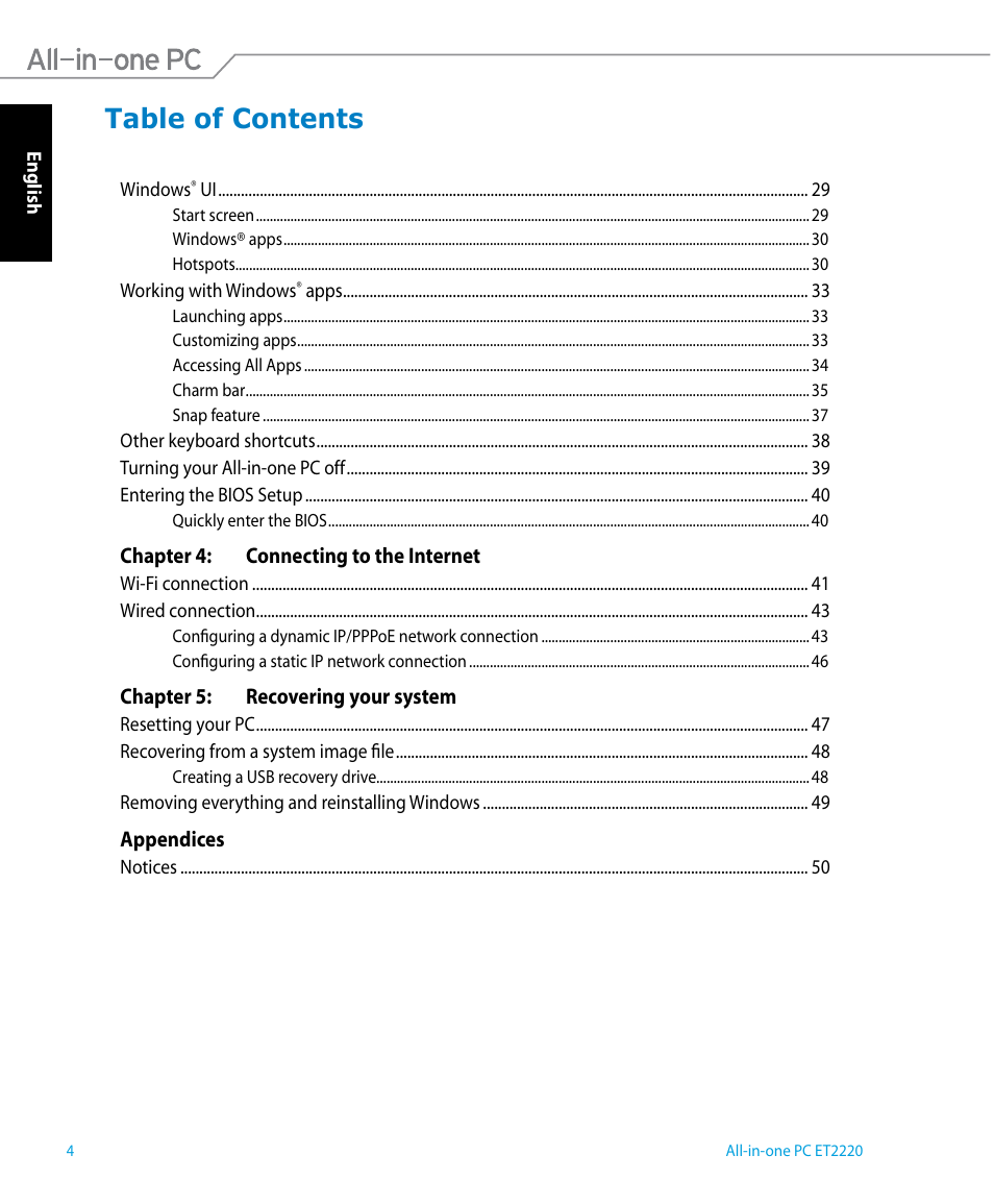 Asus ET2220IUTI User Manual | Page 4 / 56