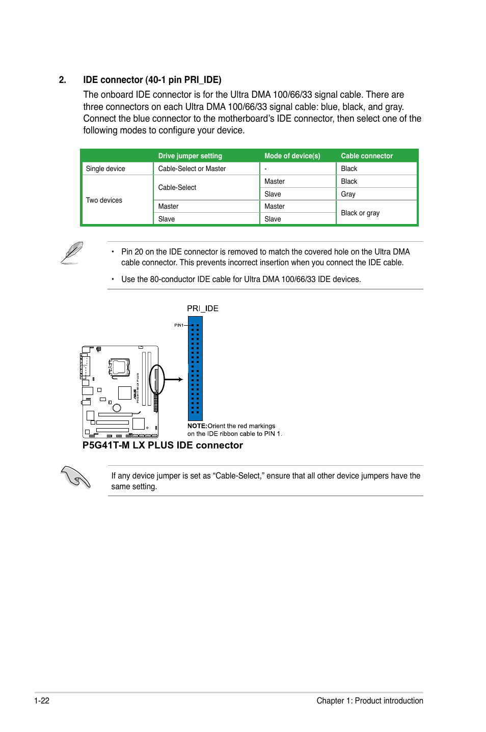 P5g41t-m lx plus ide connector | Asus P5G41T-M LX V2 User Manual | Page 32 / 62