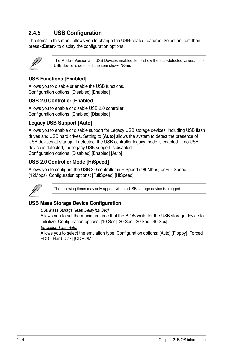 5 usb configuration, Usb configuration -14 | Asus P5G41T-M LX V2 User Manual | Page 52 / 62