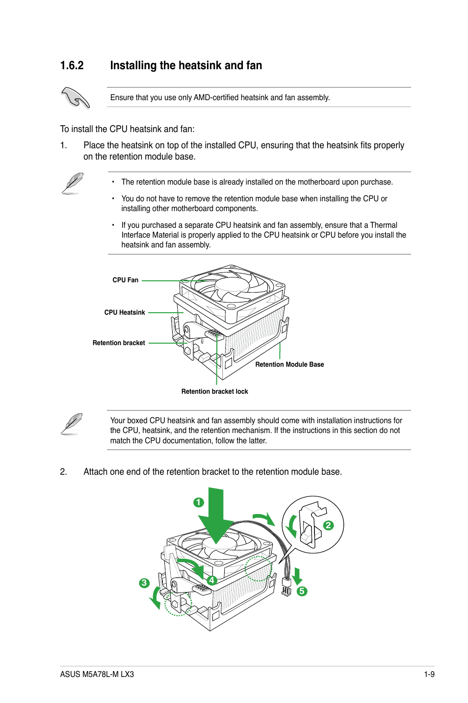 2 installing the heatsink and fan | Asus M5A78L-M LX3 User Manual | Page 19 / 62