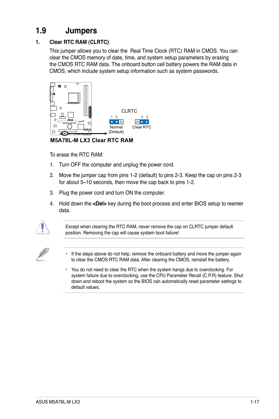 9 jumpers | Asus M5A78L-M LX3 User Manual | Page 27 / 62