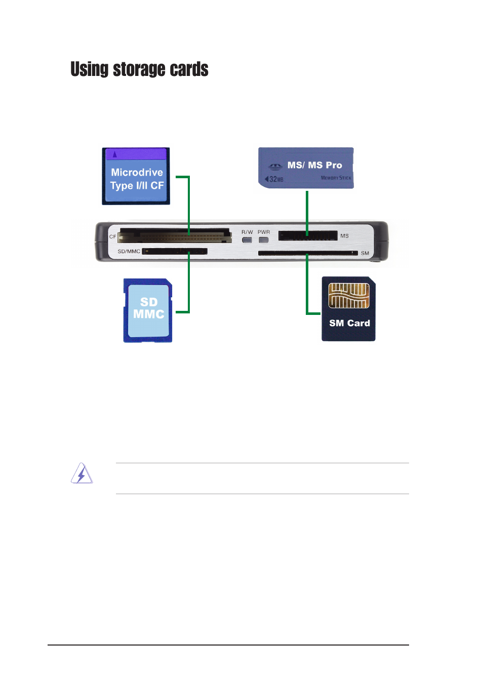 Using storage cards | Asus Reader Pro User Manual | Page 10 / 14