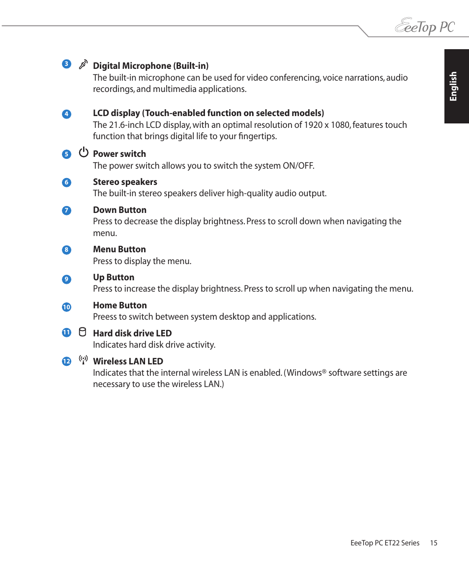 Asus ET2203T User Manual | Page 15 / 54