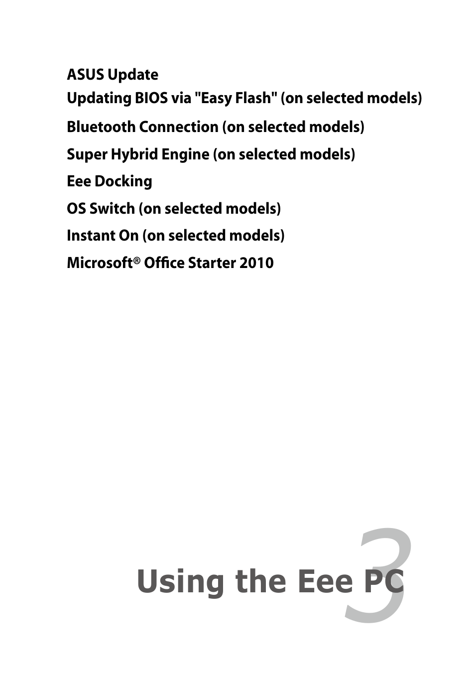 Chapter 3: using the eee pc, Chapter 3, Using the eee pc | Asus Eee PC R051CX User Manual | Page 33 / 66