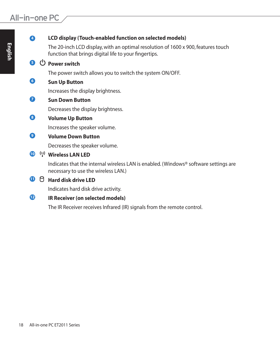 Asus ET2011AUTB User Manual | Page 18 / 42