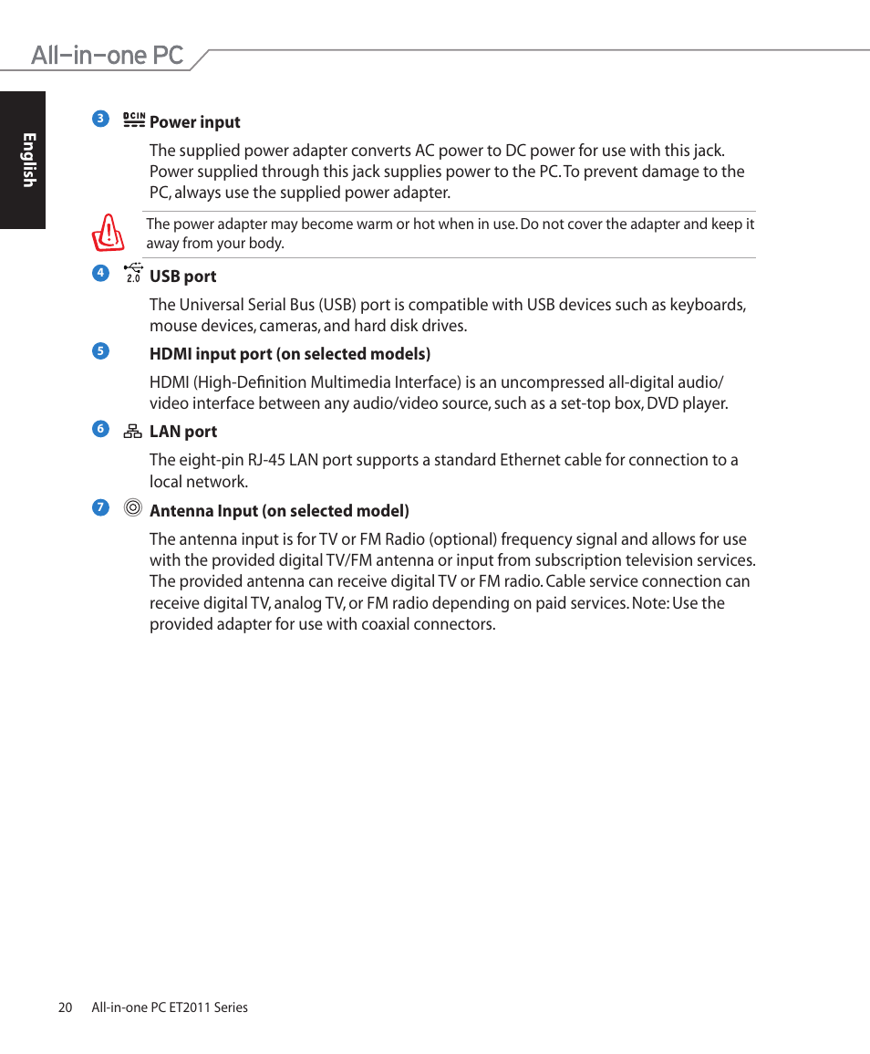 Asus ET2011AUTB User Manual | Page 20 / 42