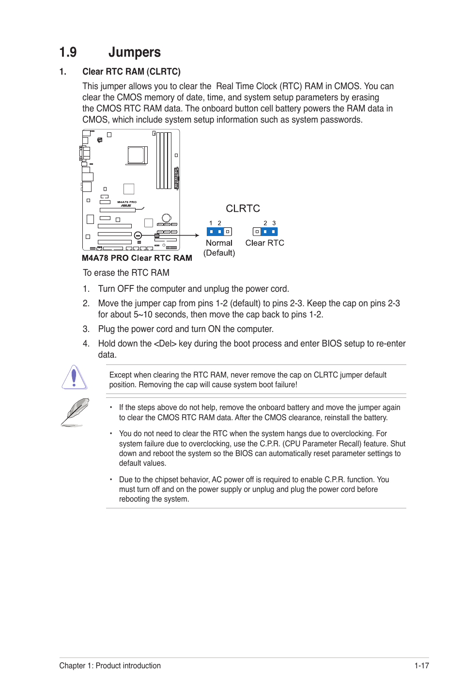 9 jumpers, Jumpers -17 | Asus M4A78 Pro User Manual | Page 29 / 72
