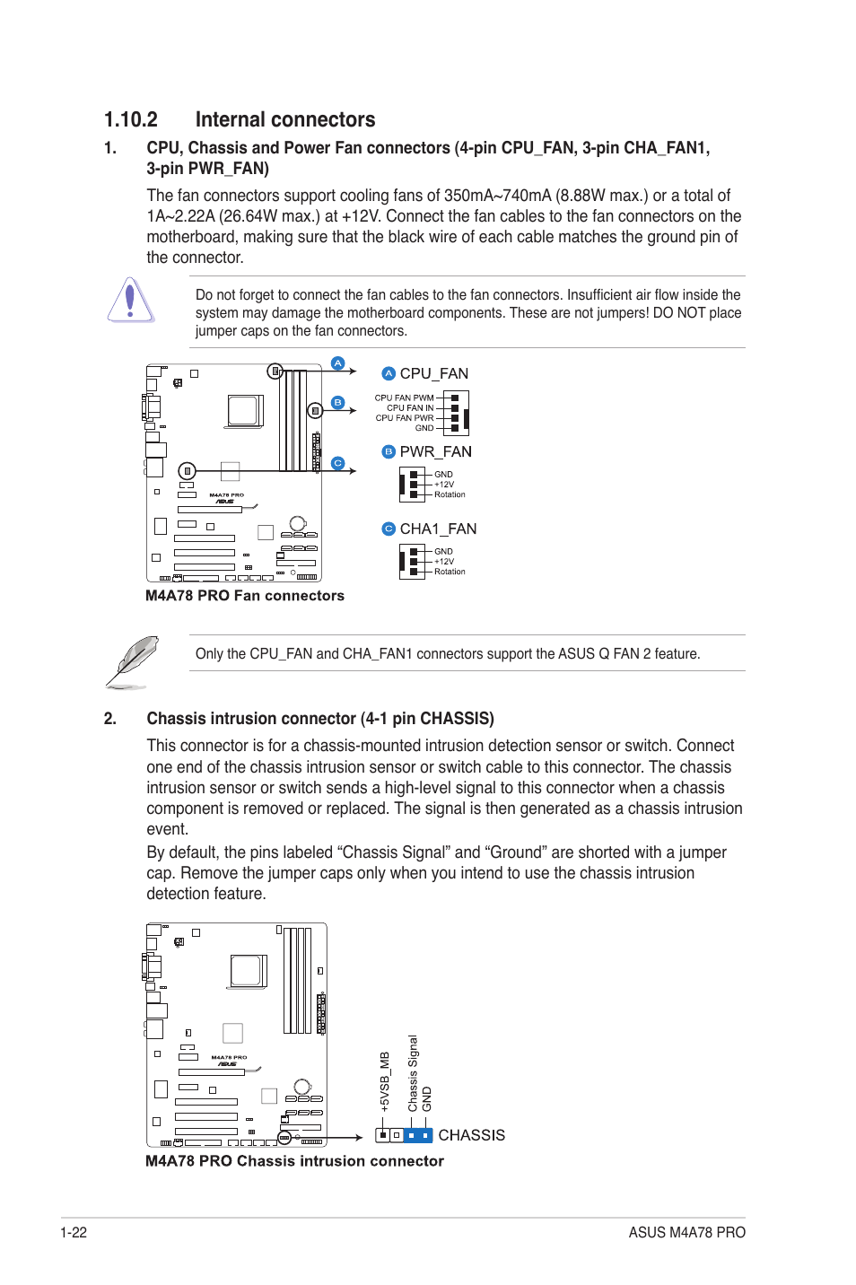 2 internal connectors, 2 internal connectors -22 | Asus M4A78 Pro User Manual | Page 34 / 72