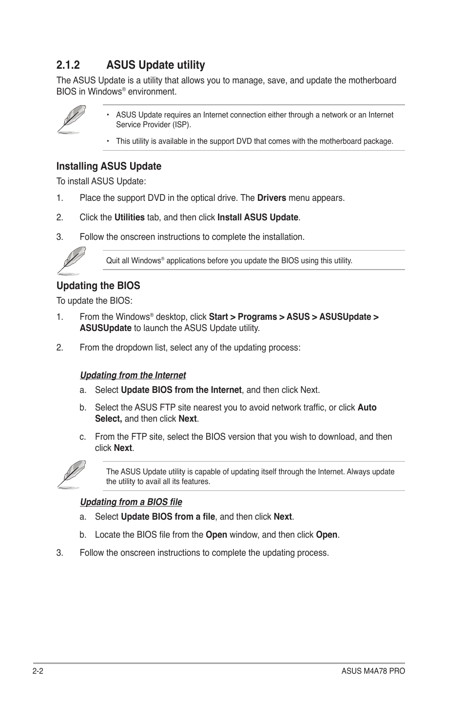 2 asus update utility, Asus update utility -2 | Asus M4A78 Pro User Manual | Page 46 / 72