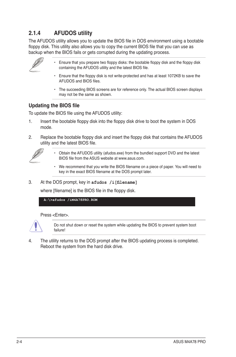 4 afudos utility, Afudos utility -4 | Asus M4A78 Pro User Manual | Page 48 / 72