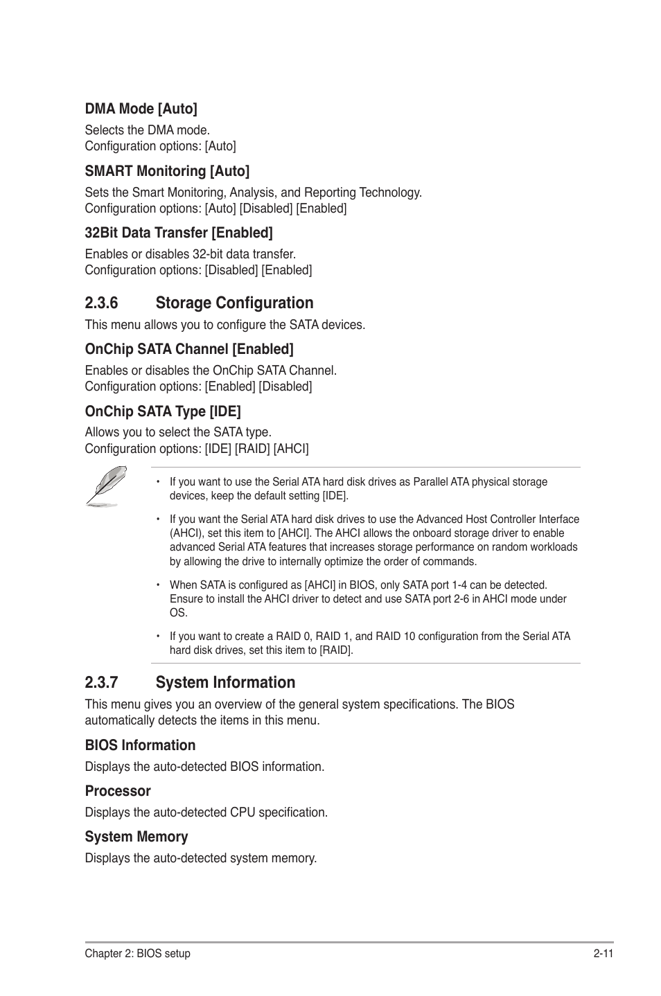 6 storage configuration, 7 system information, Storage configuration -11 | System information -11 | Asus M4A78 Pro User Manual | Page 55 / 72