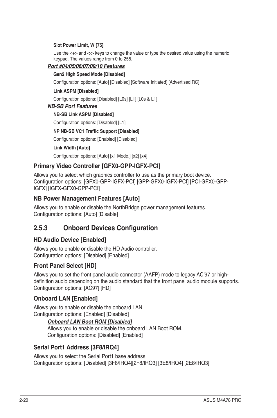 3 onboard devices configuration, Onboard devices configuration -20 | Asus M4A78 Pro User Manual | Page 64 / 72
