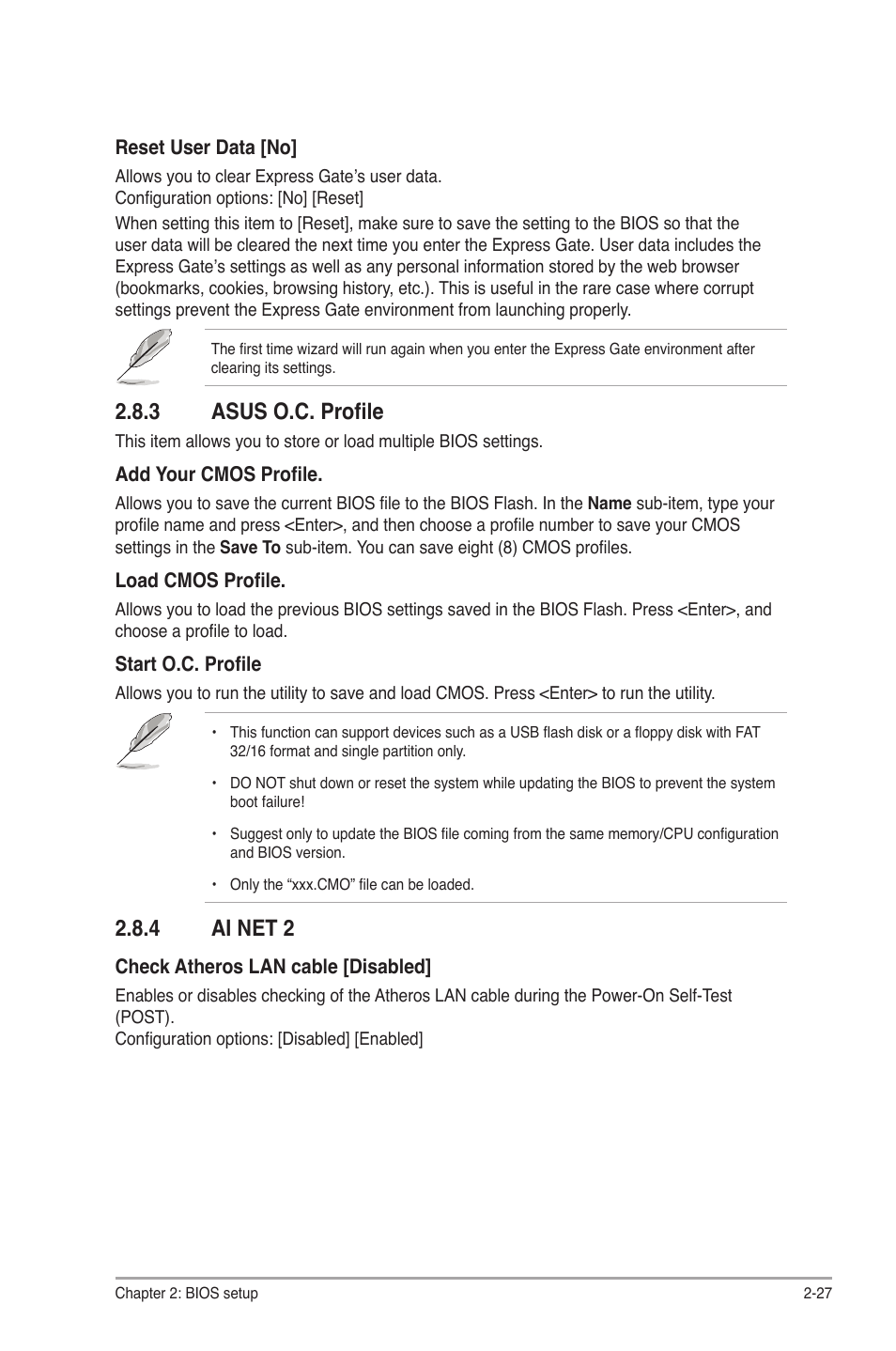 3 asus o.c. profile, 4 ai net 2, Asus o.c. profile -27 | Ai net 2 -27 | Asus M4A78 Pro User Manual | Page 71 / 72
