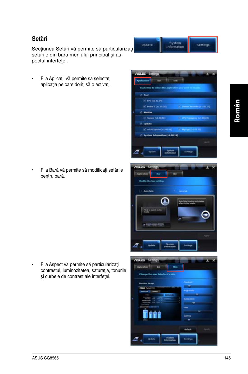 Română | Asus CG8565 User Manual | Page 145 / 246