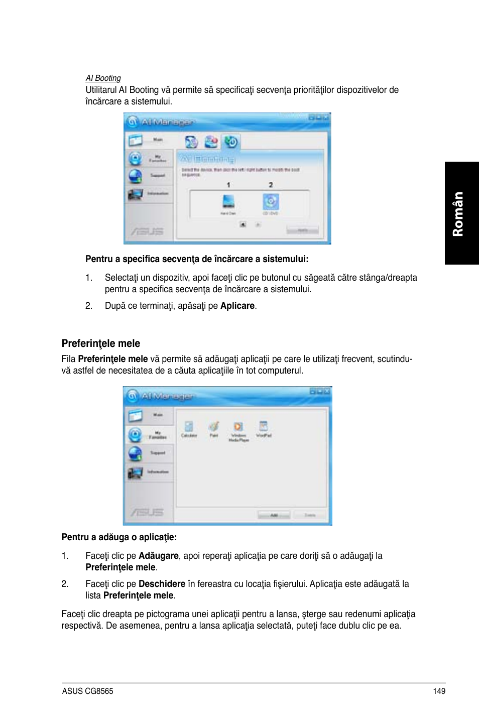 Română | Asus CG8565 User Manual | Page 149 / 246