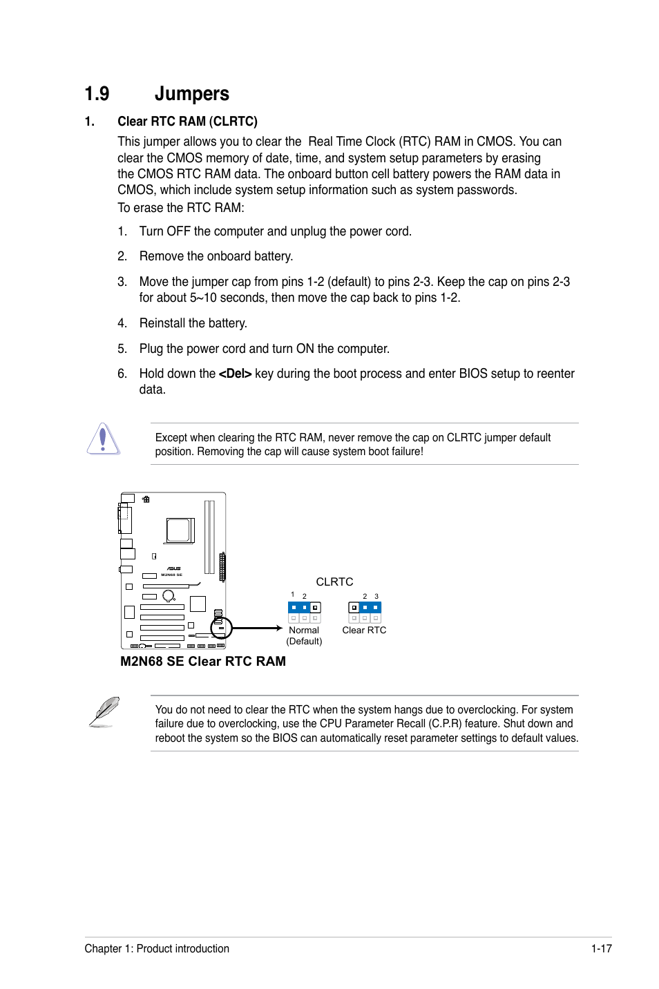 9 jumpers, Jumpers -17 | Asus M2N68 SE User Manual | Page 27 / 60