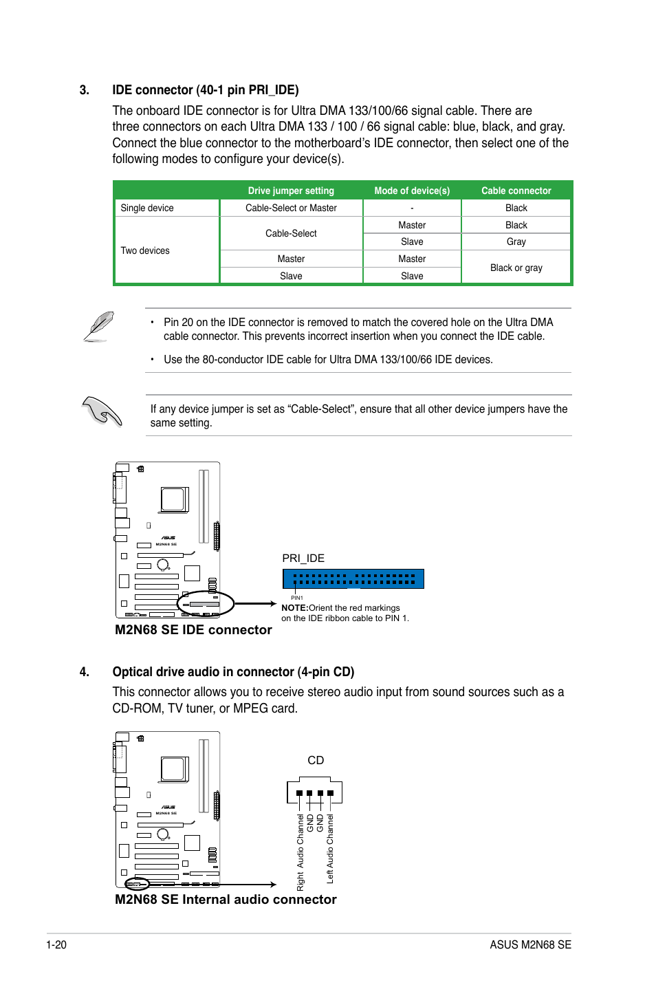 M2n68 se internal audio connector | Asus M2N68 SE User Manual | Page 30 / 60