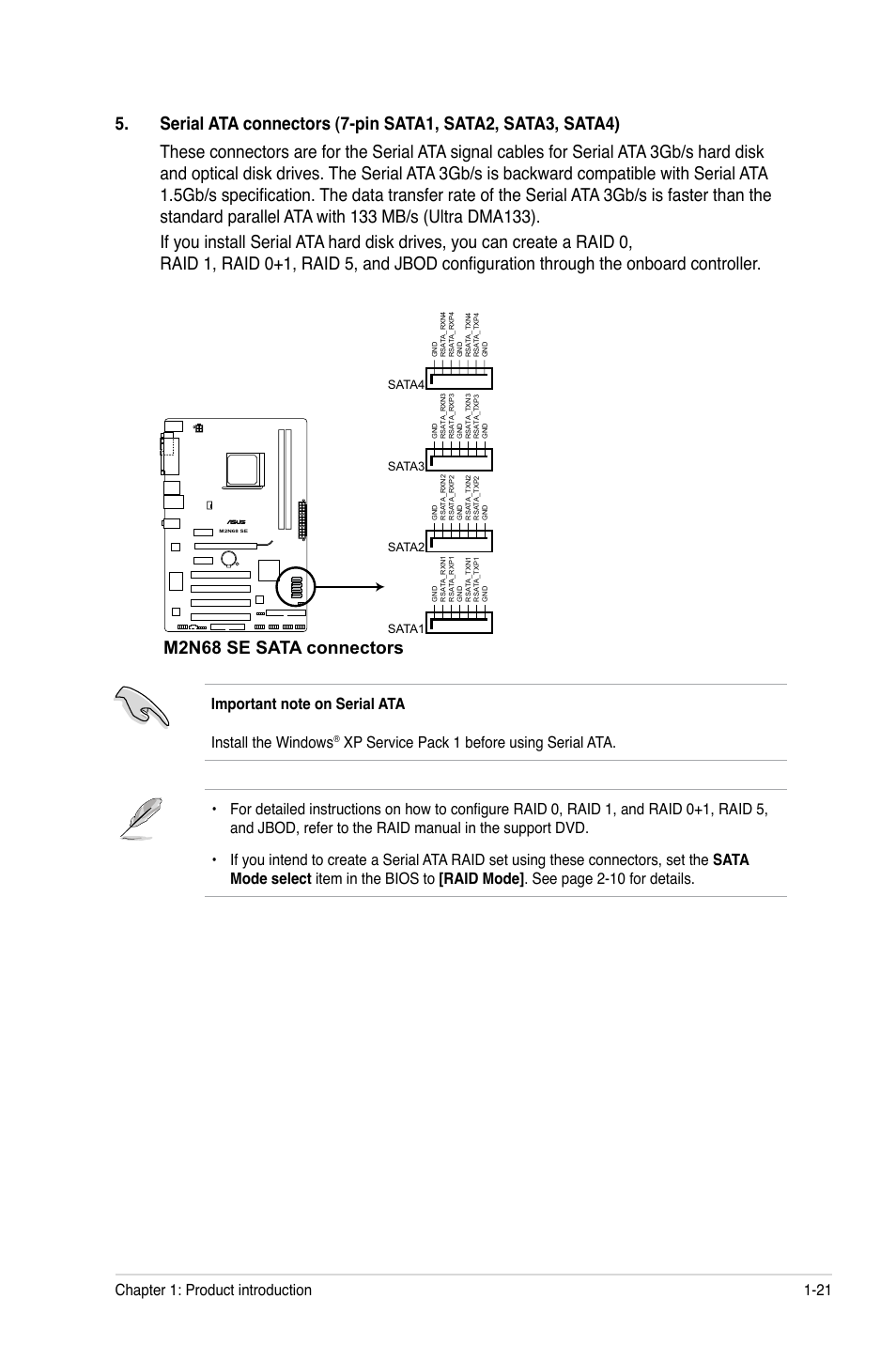 M2n68 se sata connectors | Asus M2N68 SE User Manual | Page 31 / 60