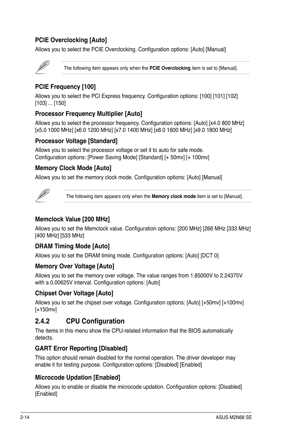 2 cpu configuration, Cpu configuration -14 | Asus M2N68 SE User Manual | Page 50 / 60
