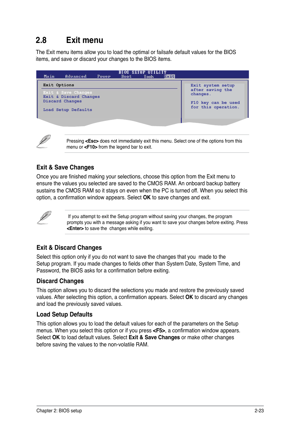 8 exit menu, Exit menu -23 | Asus M2N68 SE User Manual | Page 59 / 60