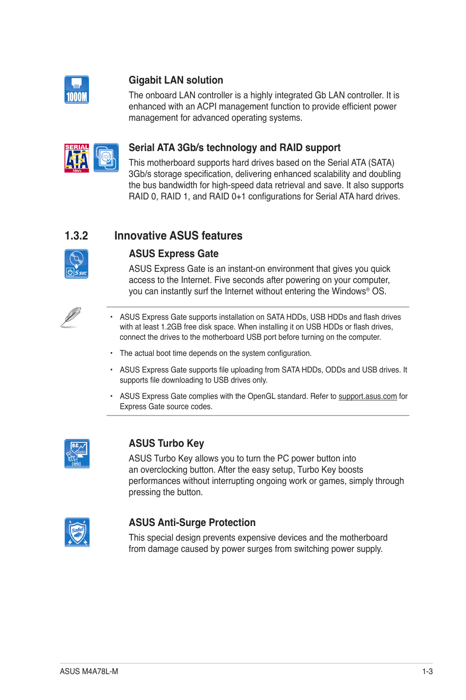 2 innovative asus features, Innovative asus features -3 | Asus M4A78L-M User Manual | Page 15 / 64