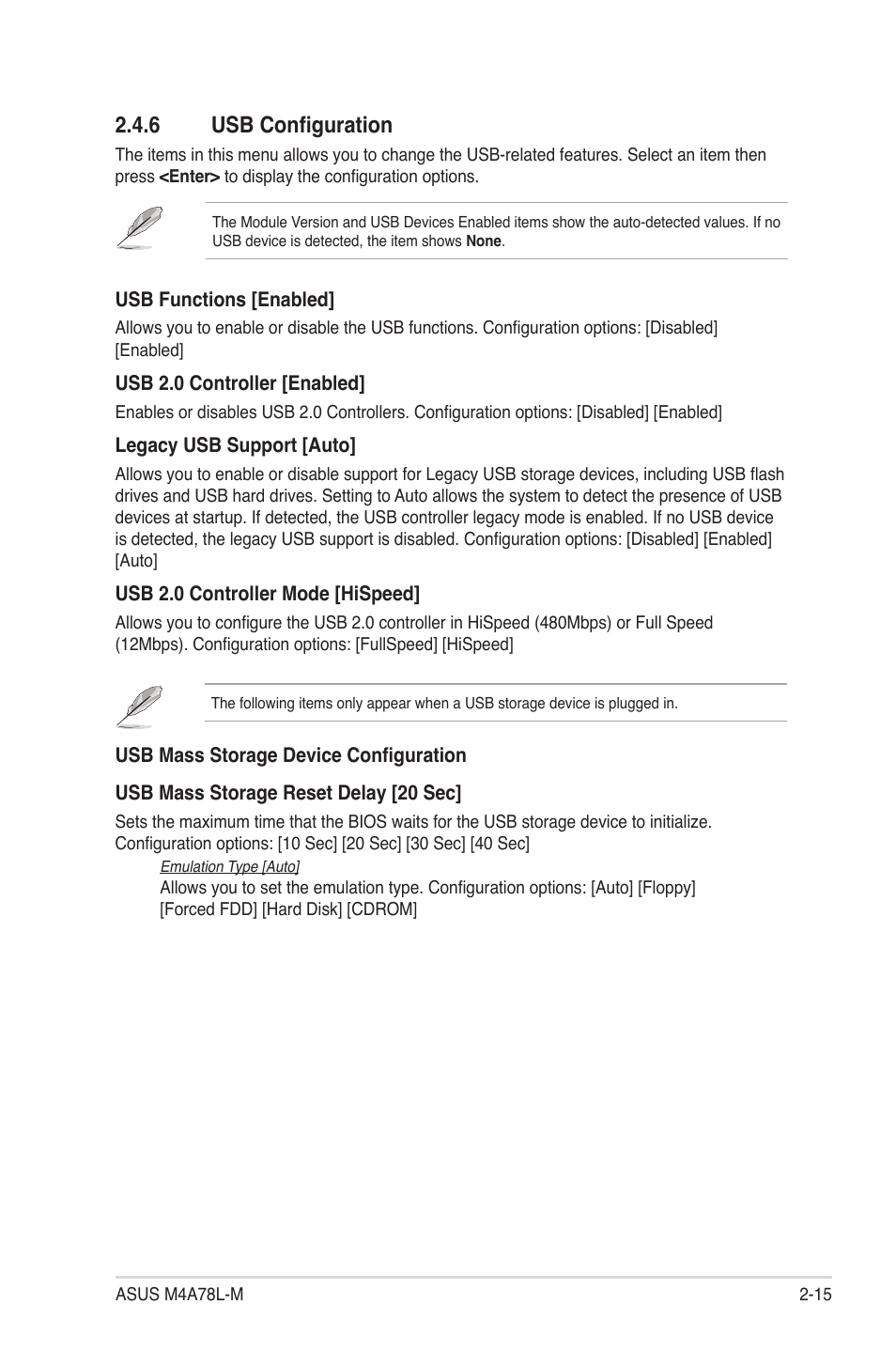 6 usb configuration, Usb configuration -15 | Asus M4A78L-M User Manual | Page 57 / 64