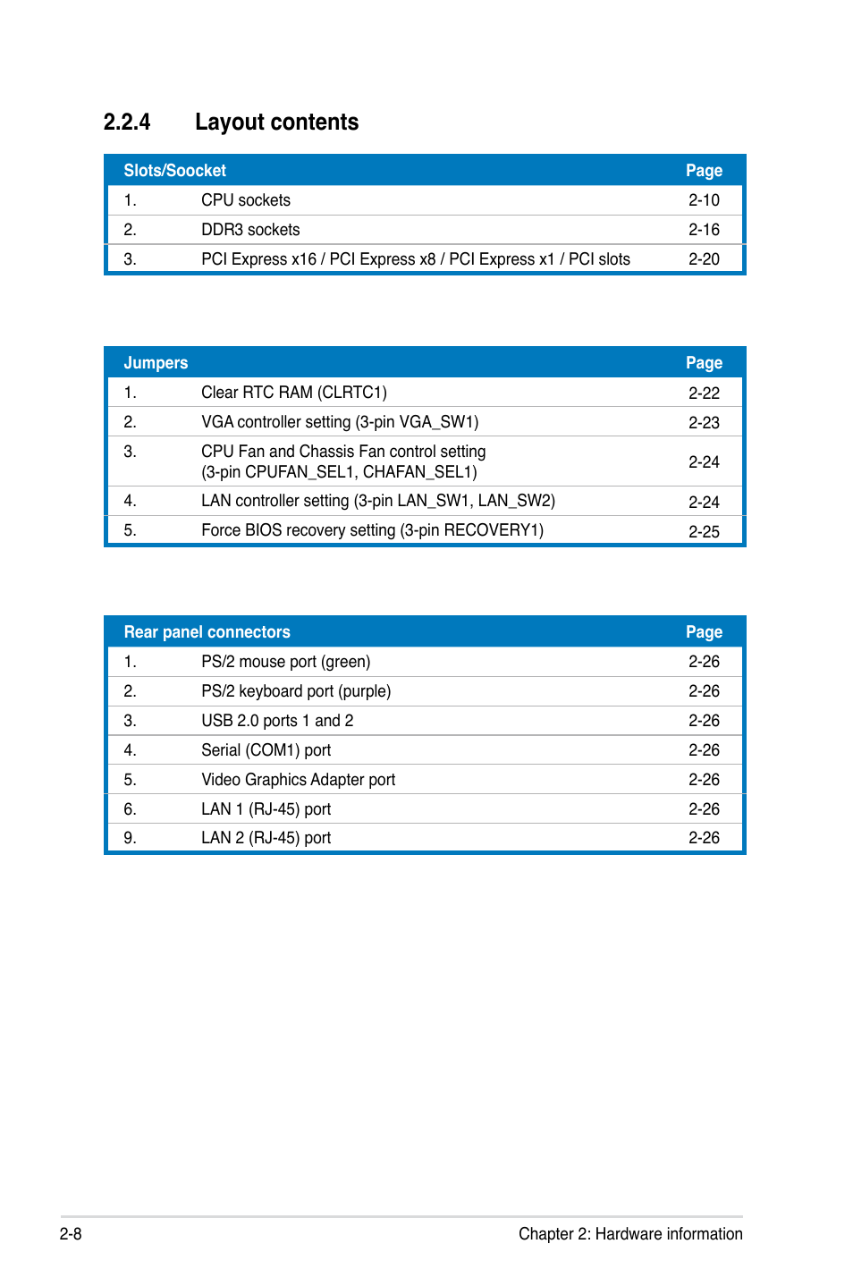4 layout contents | Asus P8B-X User Manual | Page 26 / 128