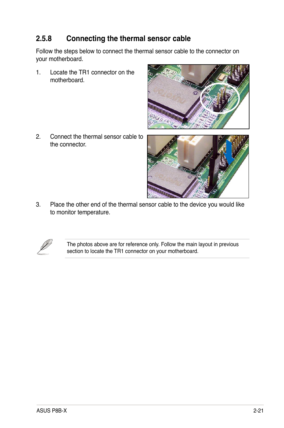 8 connecting the thermal sensor cable | Asus P8B-X User Manual | Page 39 / 128