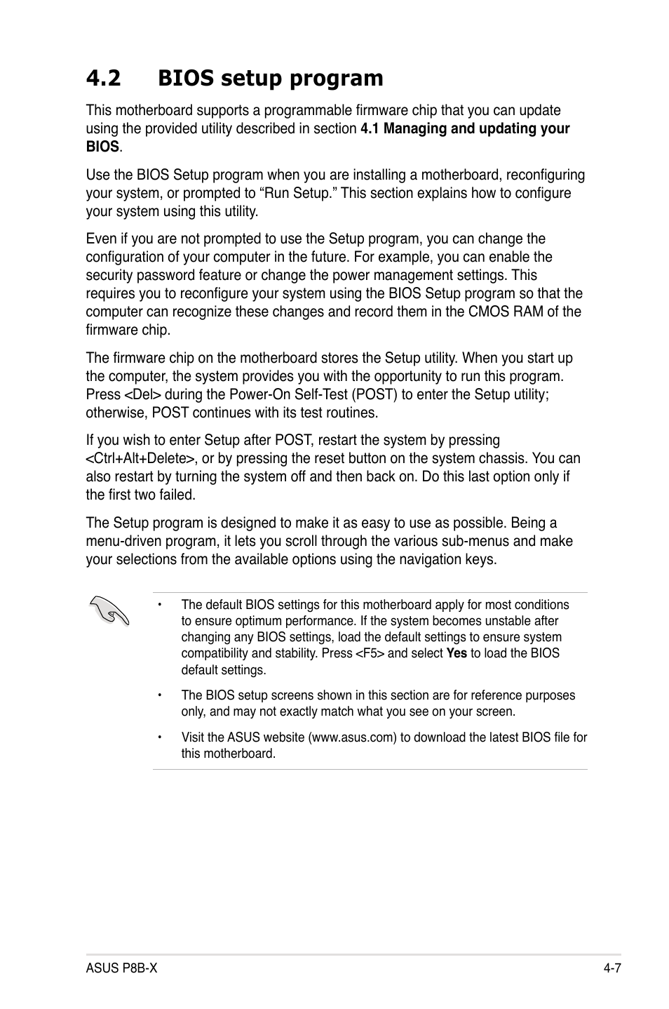 2 bios setup program | Asus P8B-X User Manual | Page 65 / 128