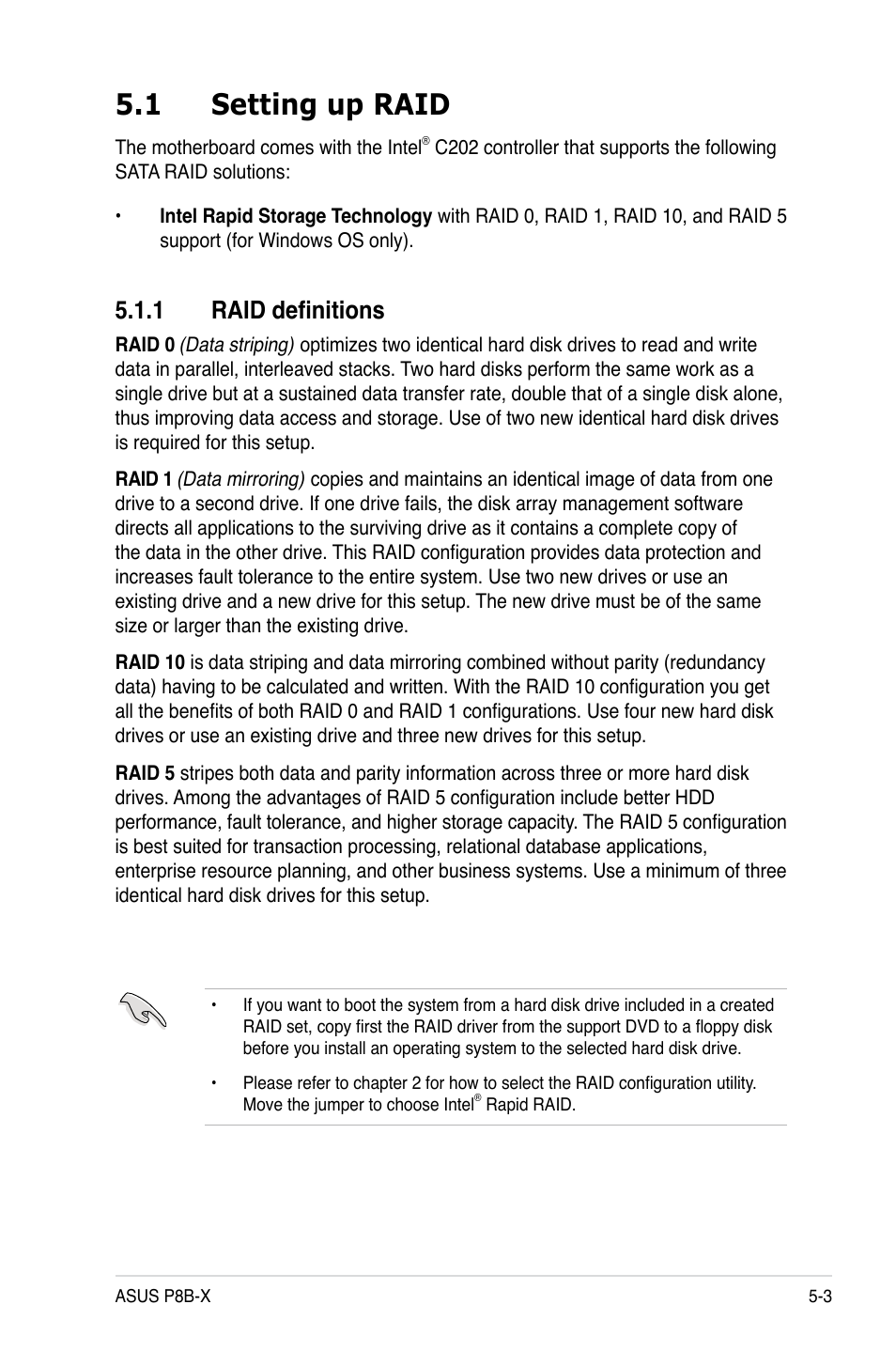 1 setting up raid, 1 raid definitions | Asus P8B-X User Manual | Page 91 / 128