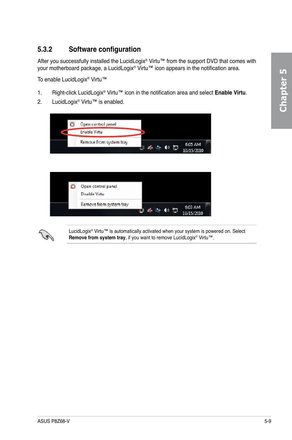 2 software configuration, Software configuration -9, Chapter 5 | Asus P8Z68-V User Manual | Page 143 / 146