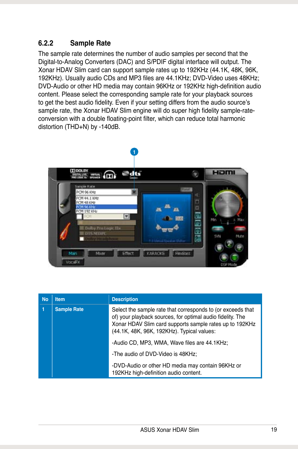 2 sample rate | Asus Xonar HDAV1.3 Slim User Manual | Page 19 / 52