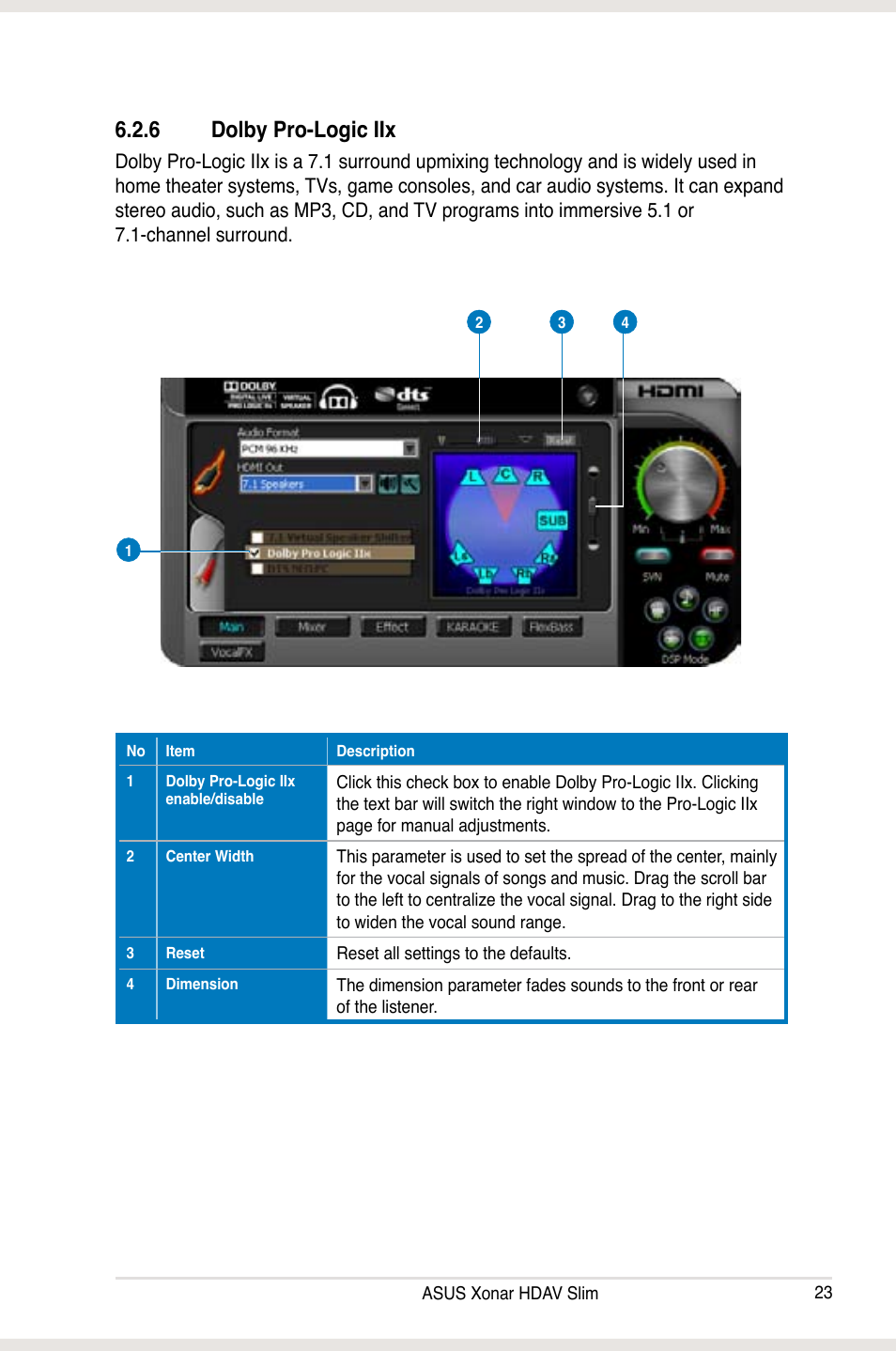 6 dolby pro-logic iix | Asus Xonar HDAV1.3 Slim User Manual | Page 23 / 52