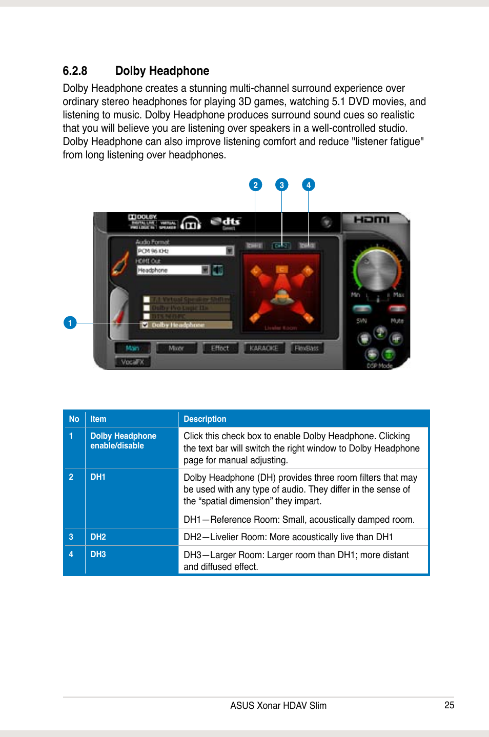 8 dolby headphone | Asus Xonar HDAV1.3 Slim User Manual | Page 25 / 52
