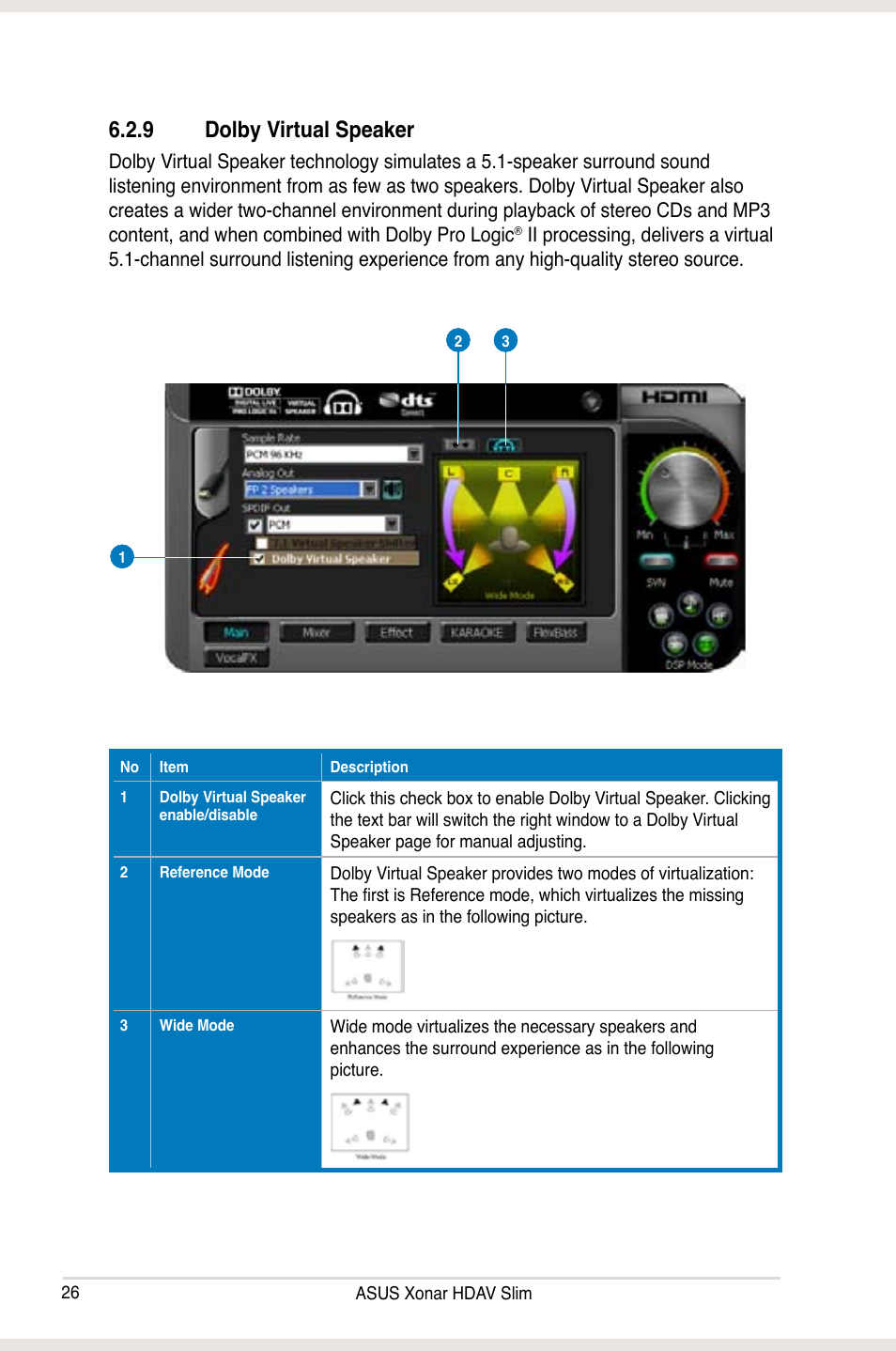 9 dolby virtual speaker | Asus Xonar HDAV1.3 Slim User Manual | Page 26 / 52