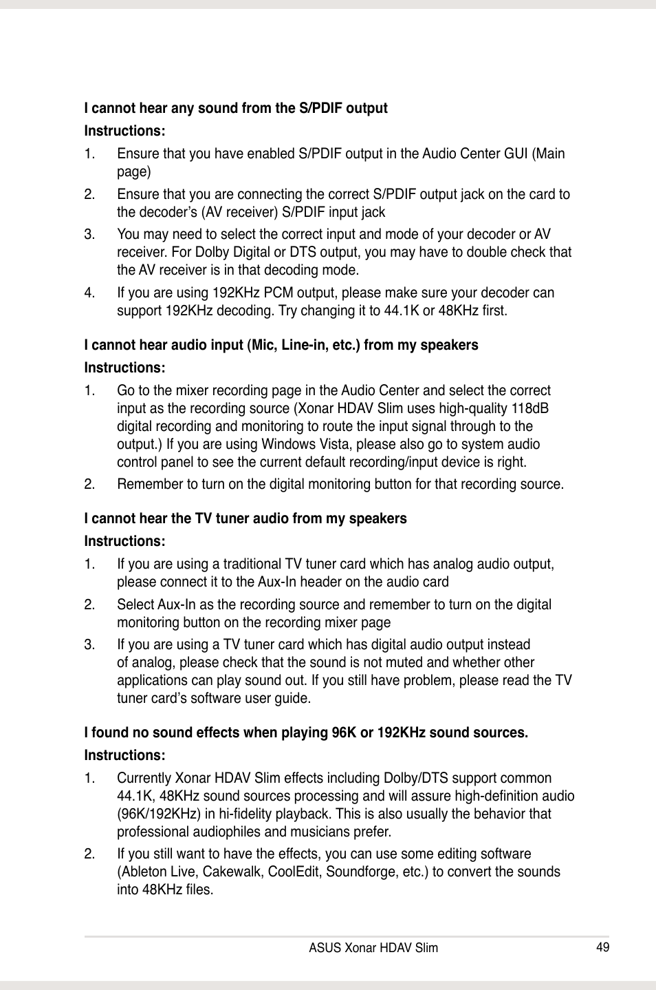 Asus Xonar HDAV1.3 Slim User Manual | Page 49 / 52