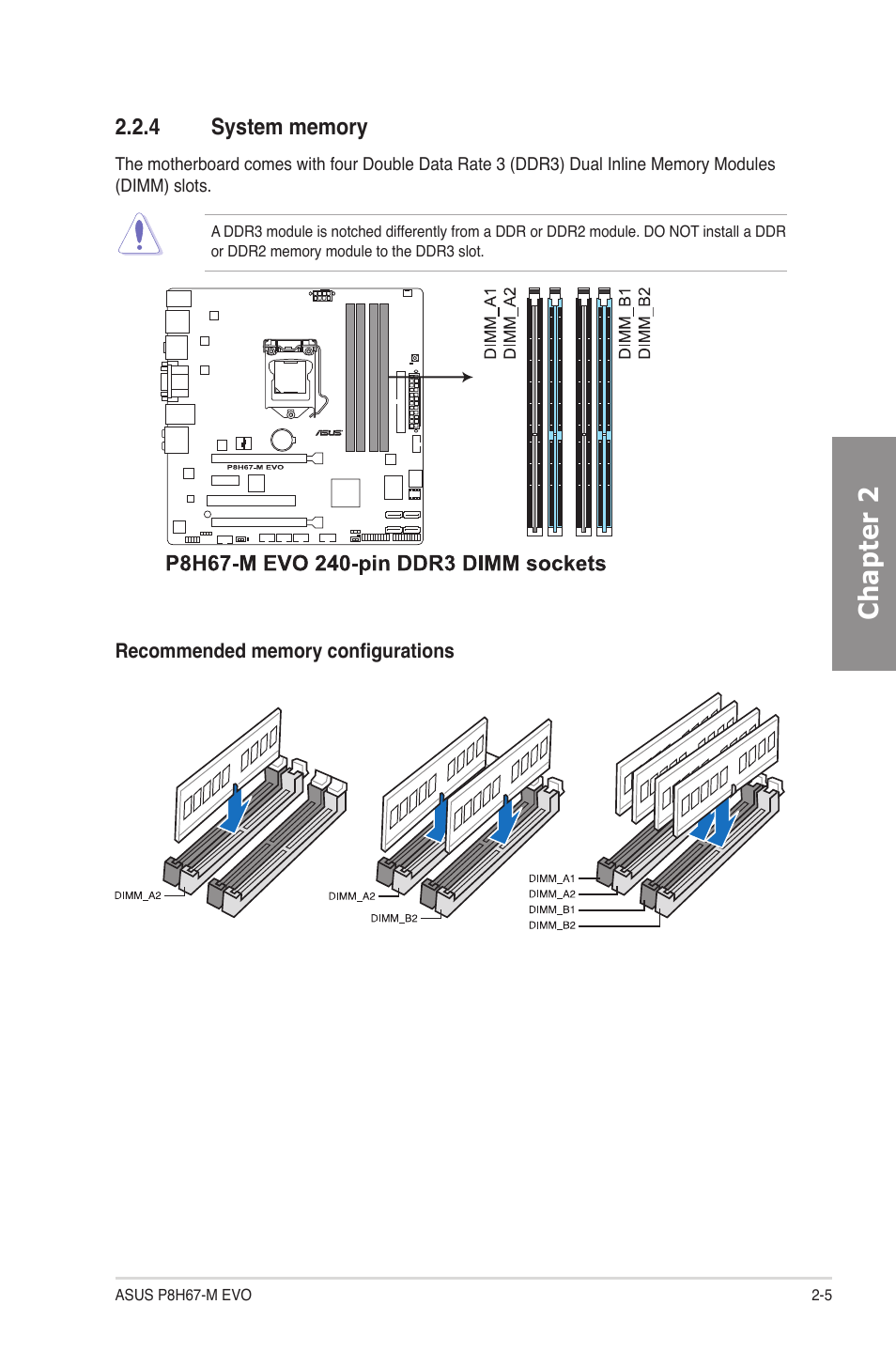 4 system memory, System memory -5, Chapter 2 | Asus P8H67-M EVO User Manual | Page 21 / 128